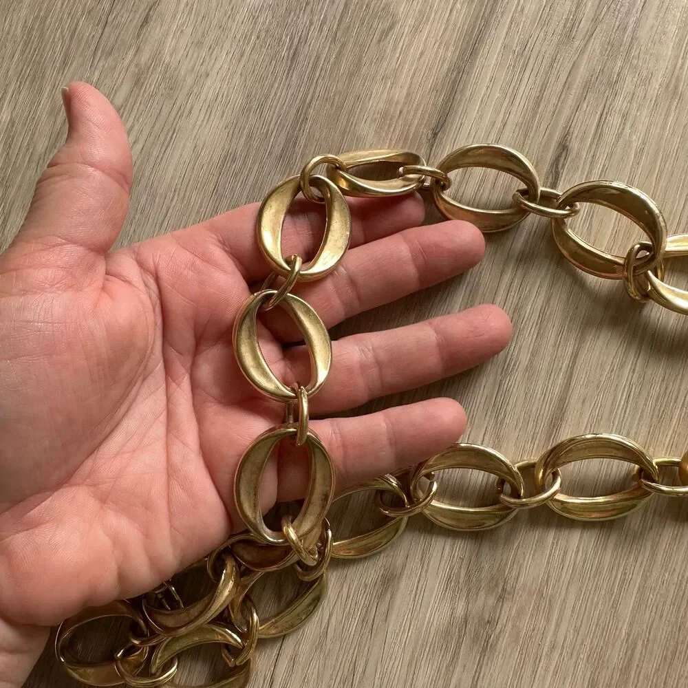 Chunky Gold Tone Chain Link Belt Belly Jewelry Hip Hugging One Size OS